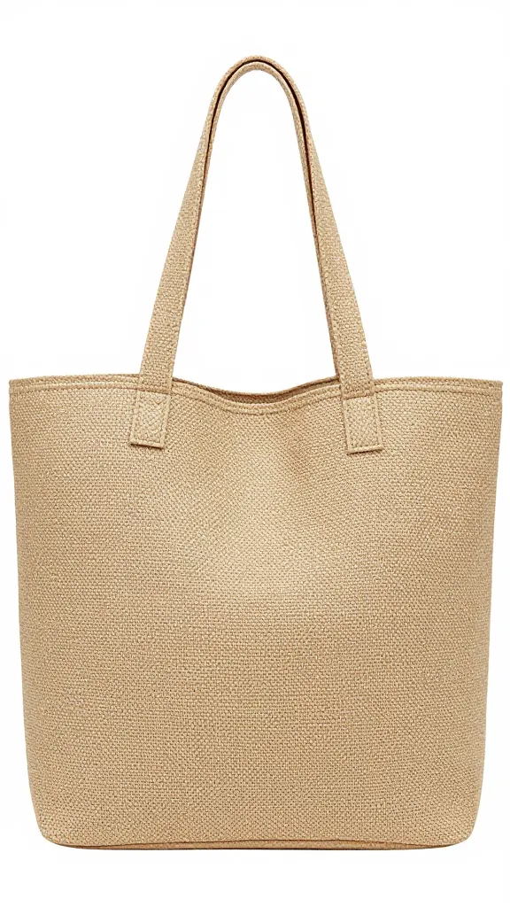 raffia tote bag with hoop handle, isolated closeup