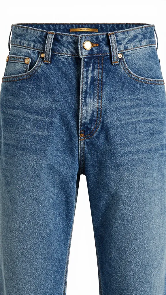 closeup straight-leg jeans waistband with gold-buckled belt