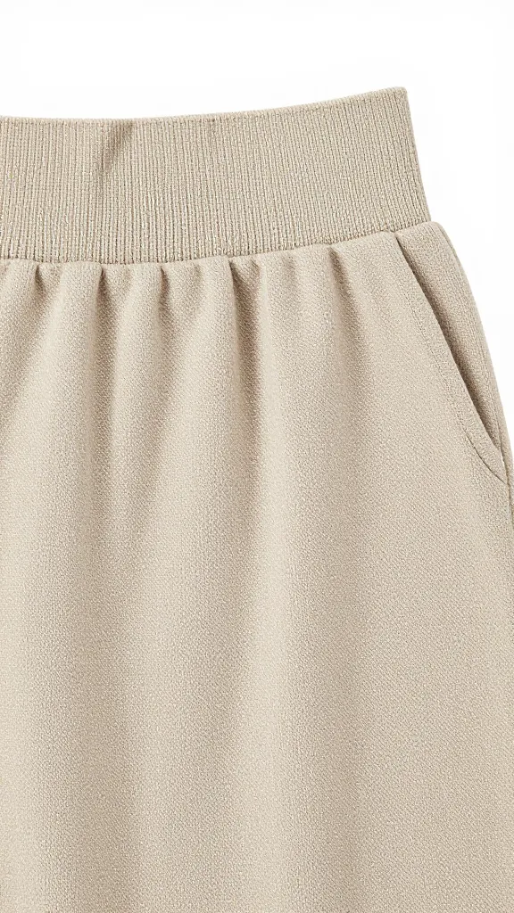 oat knit co-ord skirt waistband, macro texture shot