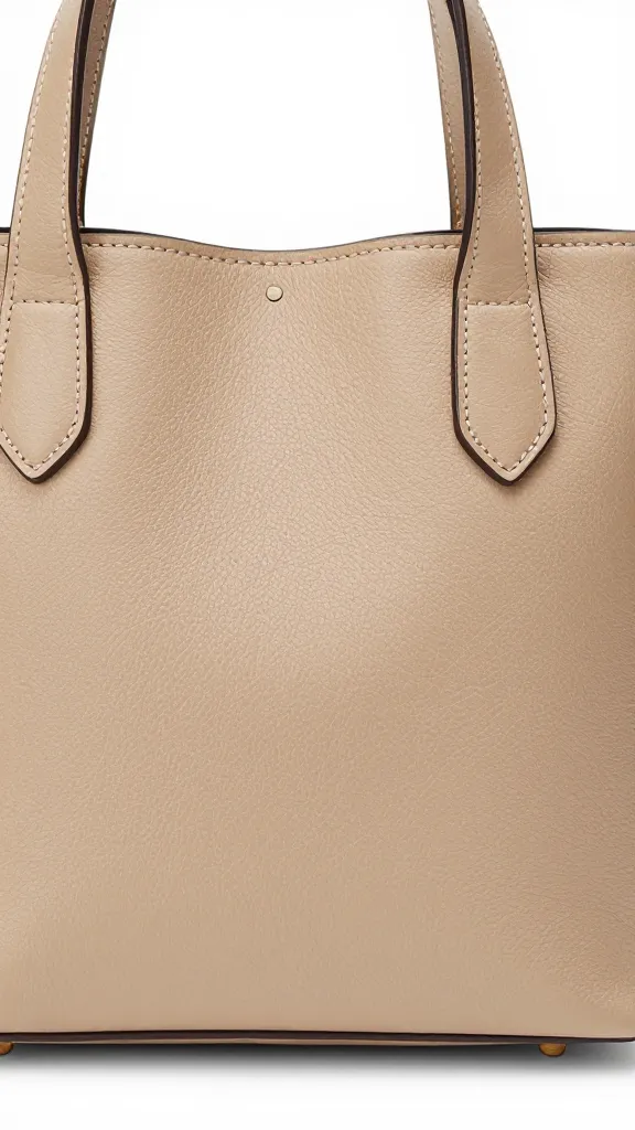 structured mini tote in sand leather, studio closeup