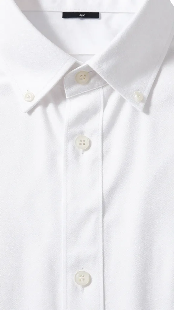closeup of white cotton poplin button-down half-tucked detail