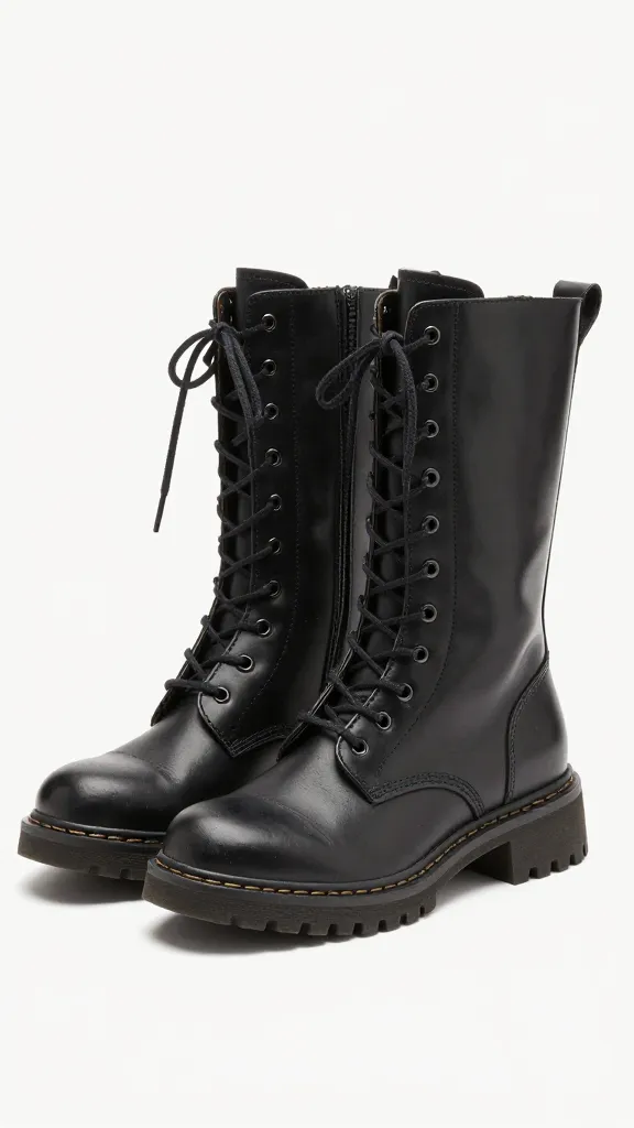 lace-up combat boot paired with tiered mini hem, dusted